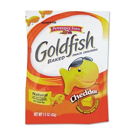 Five Star Distributors Pepperidge, Goldfish Crackers, Cheddar, Single-Serve Snack, 1.5oz Bag, 72PK 13539